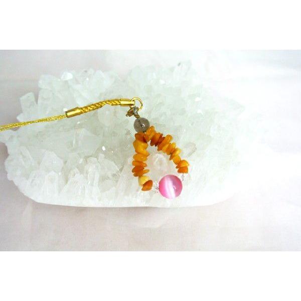 【メール便OK】 琥珀 アンバー 天然石ストラップ キャッツアイ カラーを選べる |  | 01