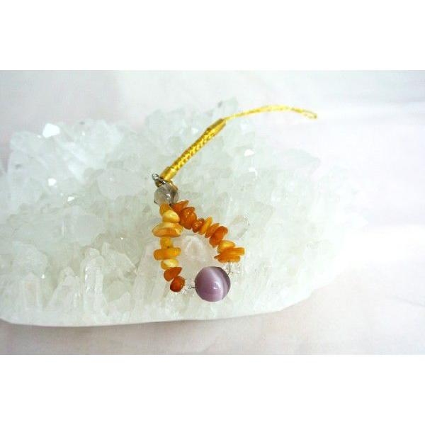 【メール便OK】 琥珀 アンバー 天然石ストラップ キャッツアイ カラーを選べる |  | 02