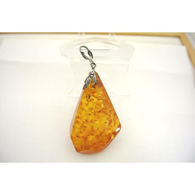 琥珀 コハク アンバー ペンダントトップ 天然石パーツ シルバー
