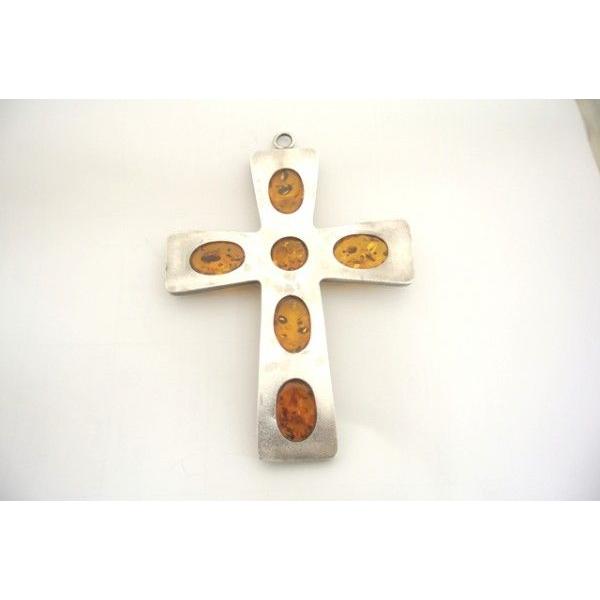 琥珀 コハク アンバー ペンダントトップ 天然石パーツ シルバー925 クロス型 |  | 01