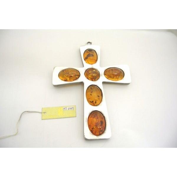 琥珀 コハク アンバー ペンダントトップ 天然石パーツ シルバー925 クロス型 |  | 02