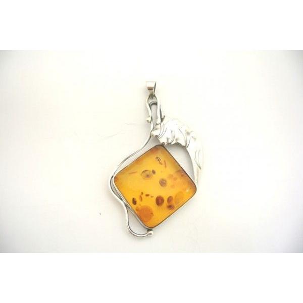 琥珀 コハク アンバー ペンダントトップ 天然石パーツ シルバー925 | 