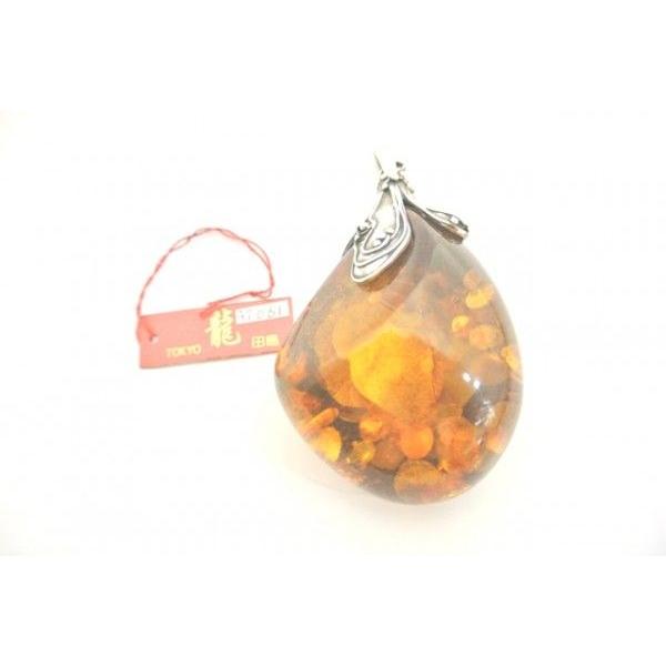 [新品] silver925 琥珀　コハク　天然石　ペンダントトップ 楽天市場】琥珀 ペンダント トップ グリーンアンバー シルバー