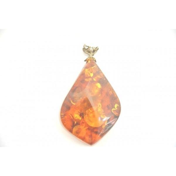 琥珀 コハク アンバー ペンダントトップ 天然石パーツ シルバ一 | 