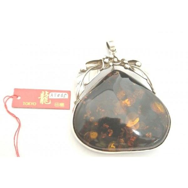 琥珀 コハク アンバー ペンダントトップ 天然石パーツ シルバー グリーン琥珀 |  | 03