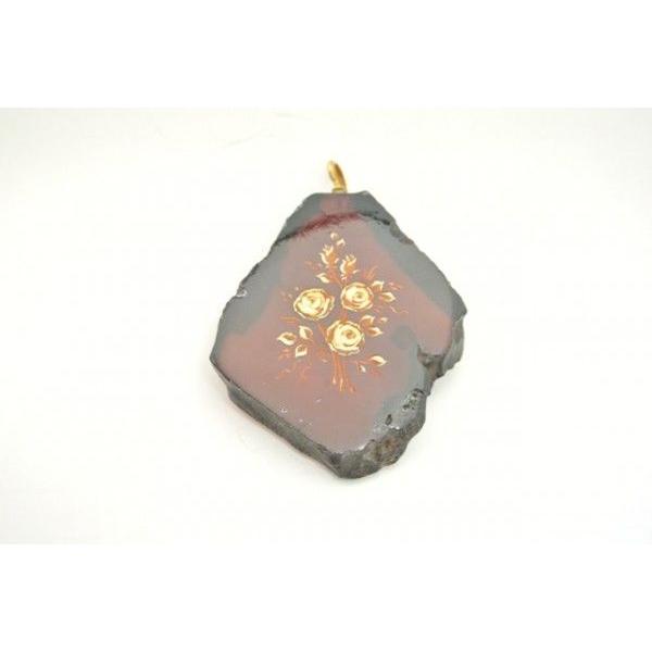 琥珀 コハク アンバー ペンダントトップ 天然石パーツ K18 花束裏彫り |  | 02