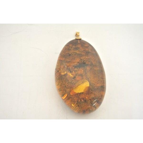 琥珀 コハク アンバー ペンダントトップ 天然石パーツ K18 : 横浜中華