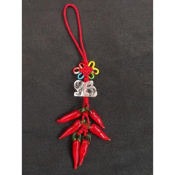 【メール便OK】 唐辛子 とうがらしストラップ 水晶 クオーツ 干支 十二支 卯 兎 | 