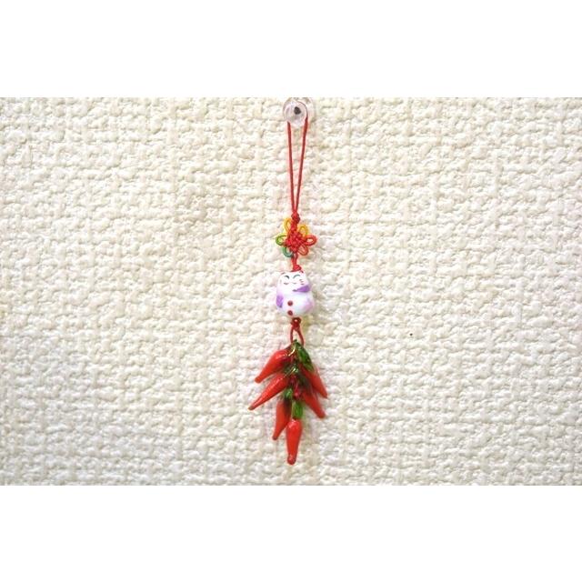 【メール便OK】とうがらしストラップ 招き猫  魔除け 御守 |  | 01