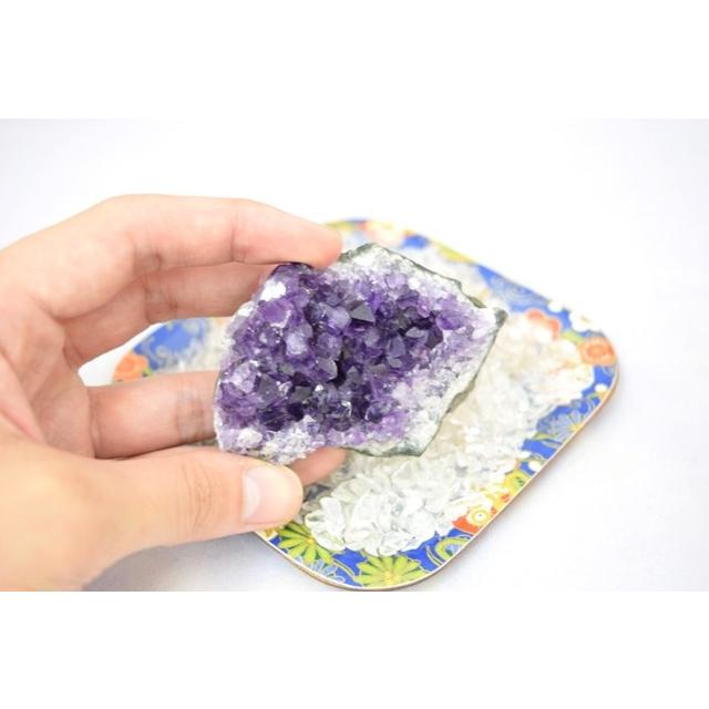 浄化インテリアセット【アメジストクラスター（愛情運アップ）＋選べる５色のさざれ石・上げたい運気をチョイス♪】お皿付き |  | 02