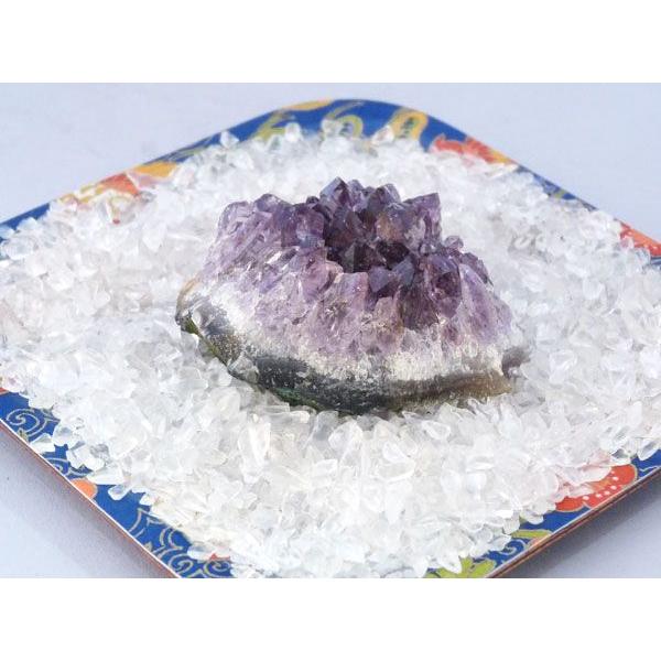 浄化インテリアセット【アメジストクラスター（愛情運アップ）＋選べる５色のさざれ石・上げたい運気をチョイス♪】お皿付き | 