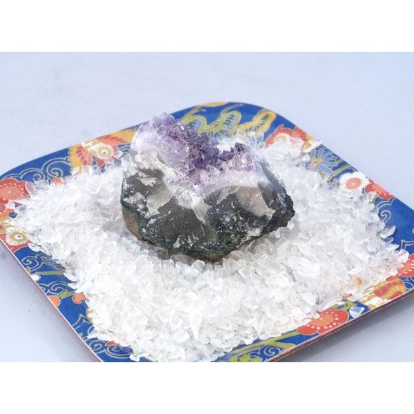 浄化インテリアセット【アメジストクラスター（愛情運アップ）＋選べる５色のさざれ石・上げたい運気をチョイス♪】お皿付き | 