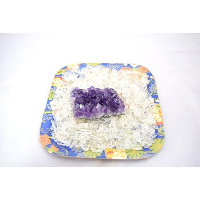 浄化インテリアセット【アメジストクラスター（愛情運アップ）＋選べる５色のさざれ石・上げたい運気をチョイス♪】お皿付き | 