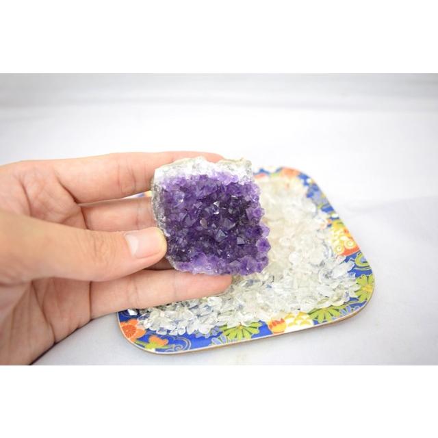 浄化インテリアセット【アメジストクラスター（愛情運アップ）＋選べる５色のさざれ石・上げたい運気をチョイス♪】お皿付き |  | 02
