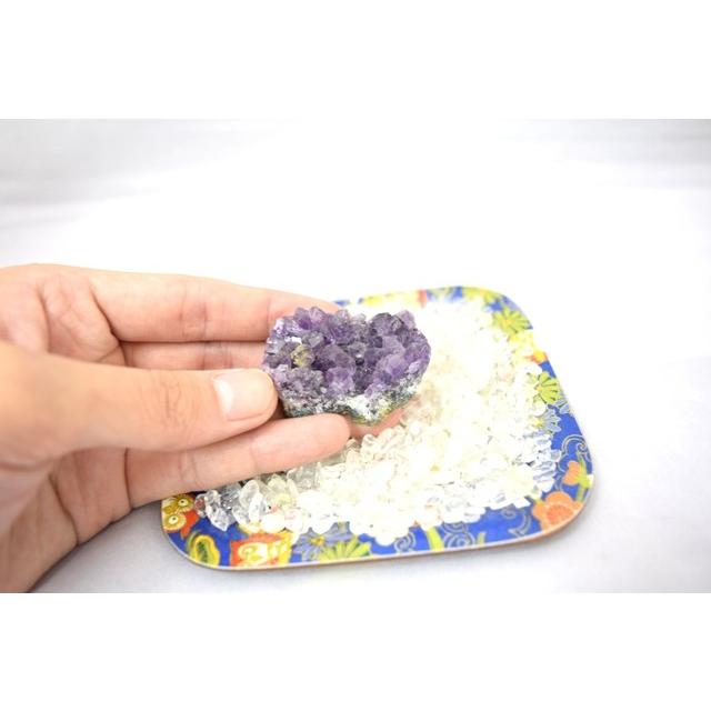 浄化インテリアセット【アメジストクラスター（愛情運アップ）＋選べる５色のさざれ石・上げたい運気をチョイス♪】お皿付き |  | 02