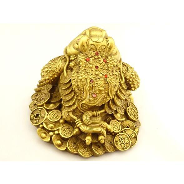 三脚蟾蜍 三本足 カエル 置物 銅製 商売繁盛 財運 7cm : 横浜