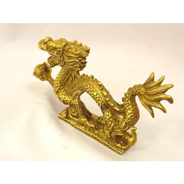 銅製龍置物　如意 辰 龍の置物 銅製 7.5cm 竜 五本指 如意宝珠 : 横浜中華街龍