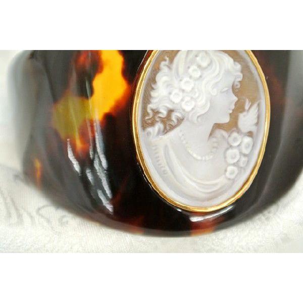 べっ甲 カメオ バングル 腕輪 長寿 縁起物の画像