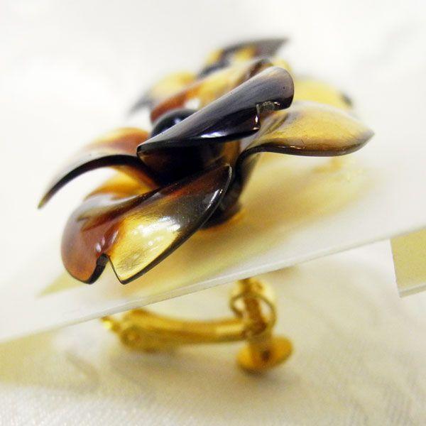 べっ甲 高級品 イヤリング 耳飾り 長寿 縁起物 三色模様の画像