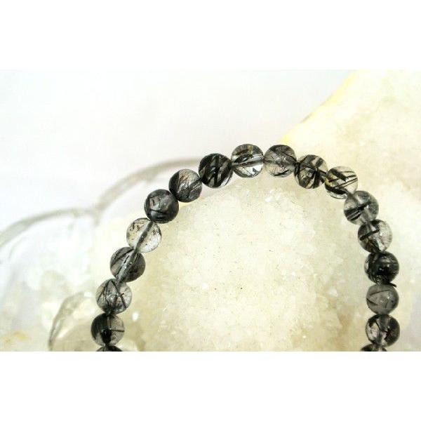 ルチルクォーツ ブラックルチル 黒針水晶 パワーストーン 天然石ブレスレット 腕輪 6mm玉 |  | 02