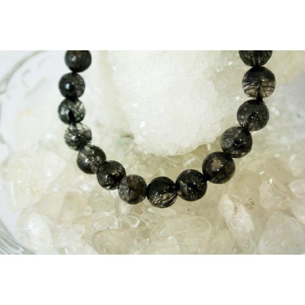 ルチルクォーツ ブラックルチル 黒針水晶 パワーストーン 天然石ブレスレット 腕輪 8mm玉 |  | 02