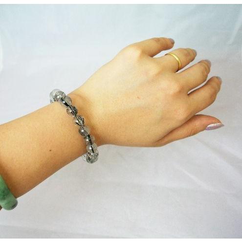 ルチルクォーツ ブラックルチル 黒針水晶 パワーストーン 天然石ブレスレット 腕輪 9mm玉 |  | 03