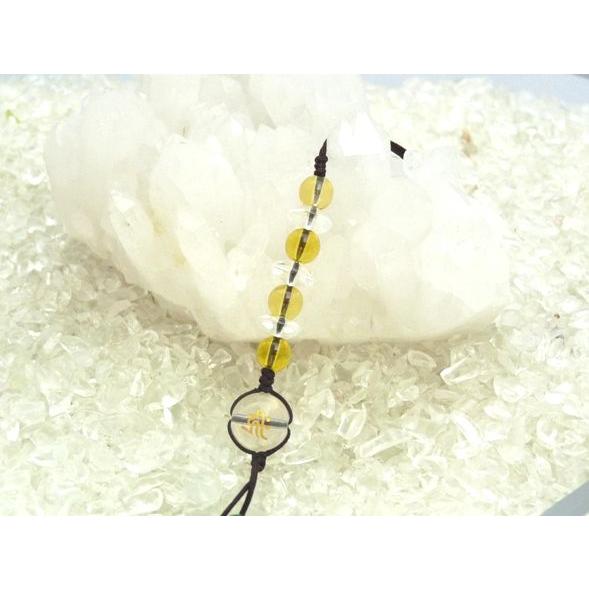 【メール便OK】 金彫り梵字 水晶 シトリン アベンチュリン 中国紐 天然石ストラップ | 