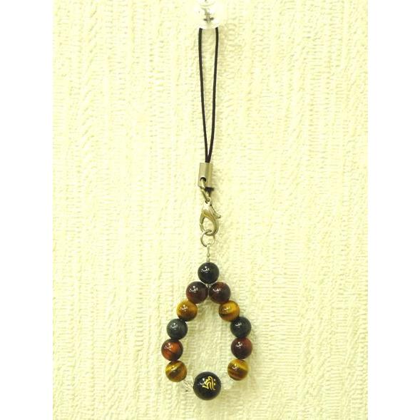 【メール便OK】金彫り梵字 オニキス 3色タイガーアイ 天然石ストラップ |  | 11