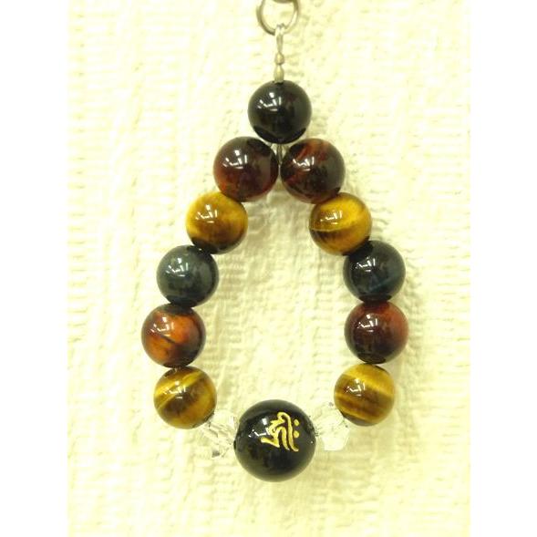 【メール便OK】金彫り梵字 オニキス 3色タイガーアイ 天然石ストラップ |  | 12