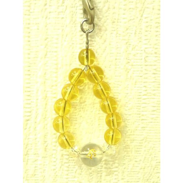 【メール便OK】 金彫り梵字水晶 クリスタル シトリン 天然石ストラップ |  | 10