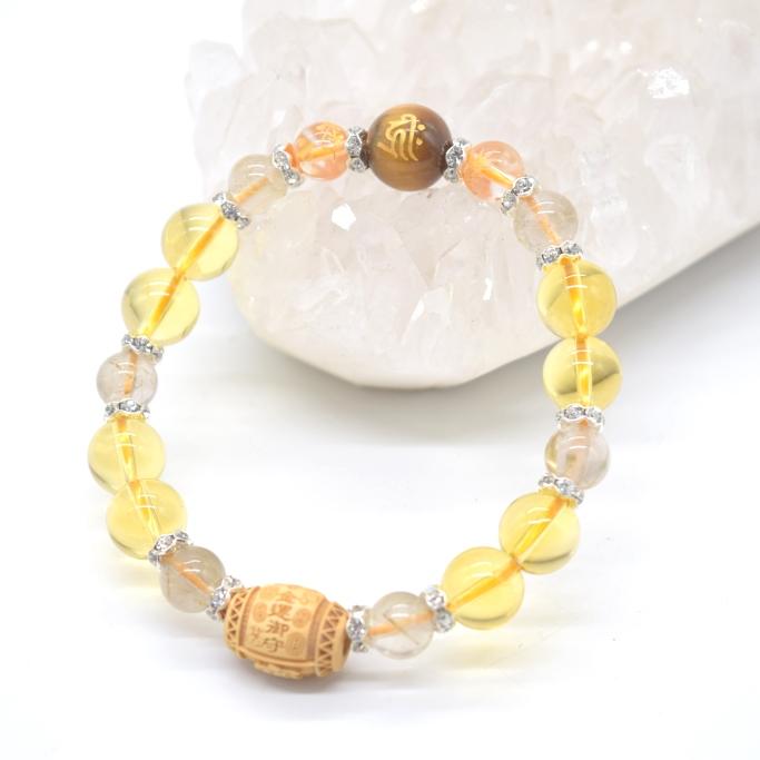 大黒天木彫りパーツ 招財進寶 龍彫り水晶 梵字彫りタイガーアイ