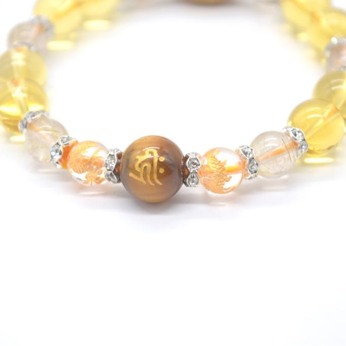 大黒天木彫りパーツ 招財進寶 龍彫り水晶 梵字彫りタイガーアイ