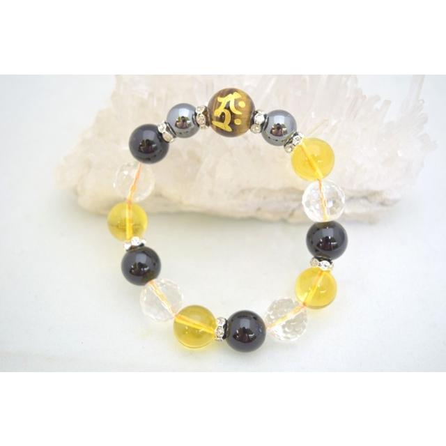 タイガーアイ 金彫り 梵字 ヘマタイト シトリン オニキス 天然石ブレスレット | 