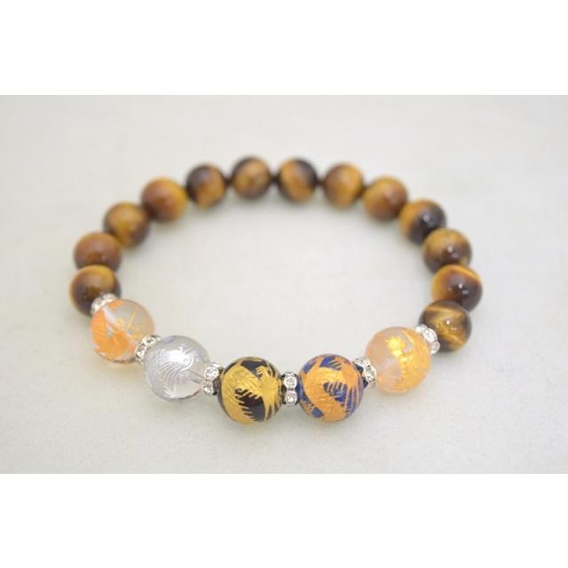 五つの厄除け 開運 オニキス タイガーアイ龍彫り パワーストーンブレスレット 12mm |  | 01