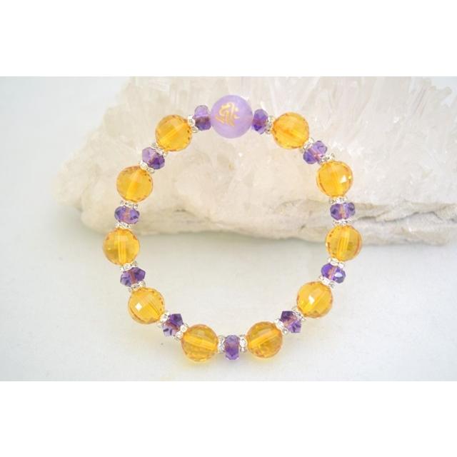 金彫り梵字 アメジスト カット加工シトリン 天然石ブレスレット | 