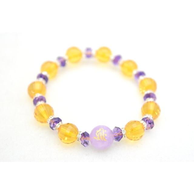 金彫り梵字 アメジスト カット加工シトリン 天然石ブレスレット |  | 09