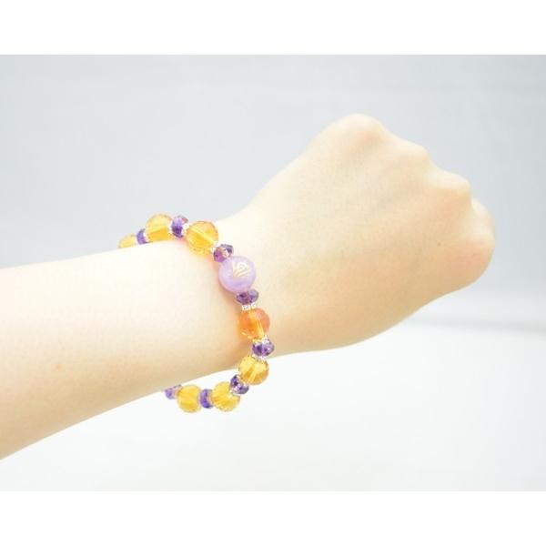 金彫り梵字 アメジスト カット加工シトリン 天然石ブレスレット |  | 10