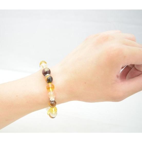 レッドタイガーアイ 金彫り 梵字 ルチルクオーツ カットシトリン 天然石ブレスレット 12mm |  | 10