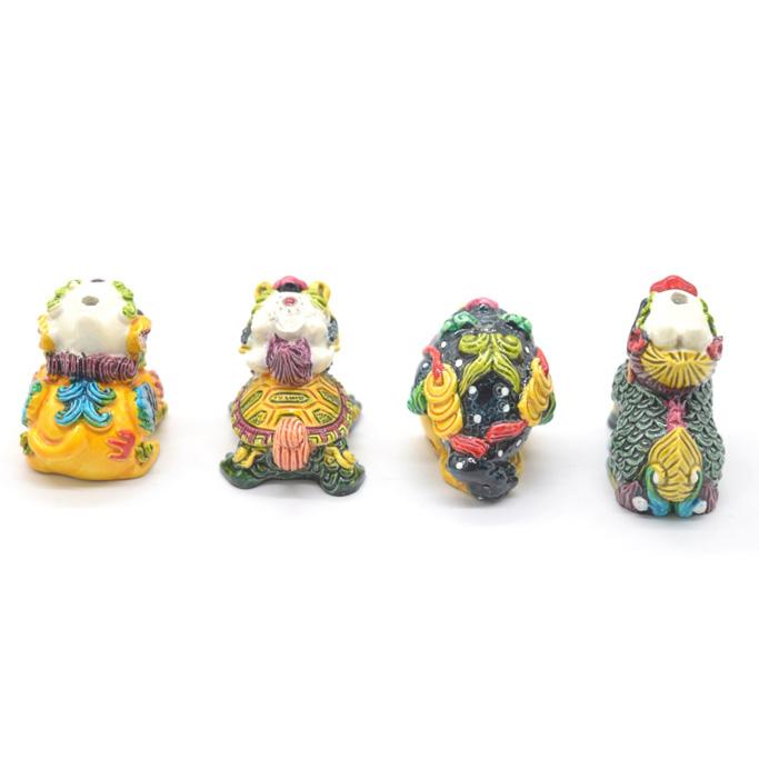 貔貅 麒麟 龍亀 三脚蟾蜍 置物 風水神獣四点セット ミニチュアサイズ
