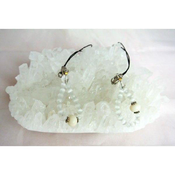 【メール便OK】 珊瑚 ストラップ ホワイトキャッツアイ 選べる2種類 | 