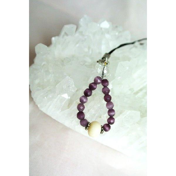 【メール便OK】 珊瑚 ストラップ パープルキャッツアイ 選べる2種類 |  | 01