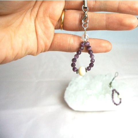 【メール便OK】 珊瑚 ストラップ パープルキャッツアイ 選べる2種類 |  | 03