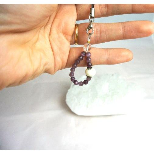 【メール便OK】 珊瑚 ストラップ パープルキャッツアイ 選べる2種類 |  | 04