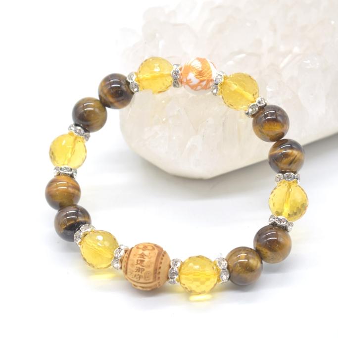 大黒天 木製彫り物パーツ 金運御守ブレスレット 金龍彫りホワイト