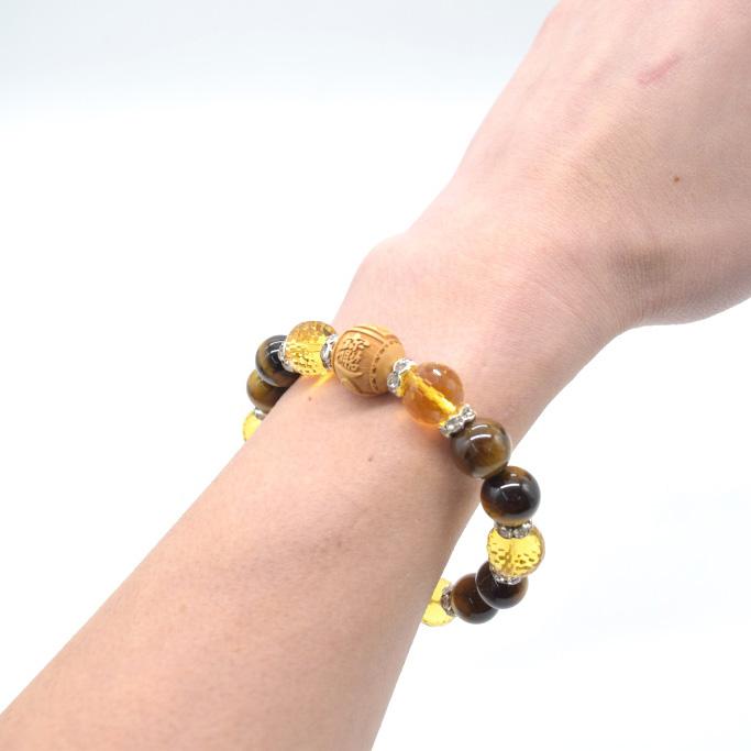 大黒天 木製彫り物パーツ 金運御守ブレスレット 金龍彫りホワイト