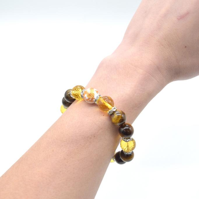 大黒天 木製彫り物パーツ 金運御守ブレスレット 金龍彫りホワイト