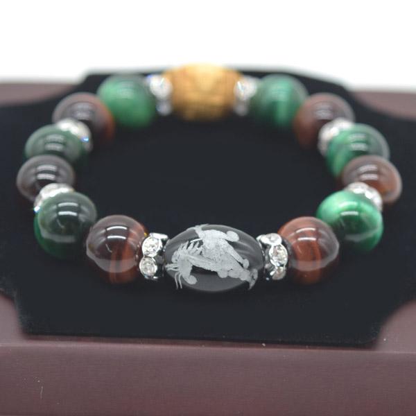 馬彫りオニキス 大黒天木製彫り物パーツ付き ブレスレット レッドタイガーアイ グリーンタイガーアイ 天然石アクセサリー 金運御守 |  | 03