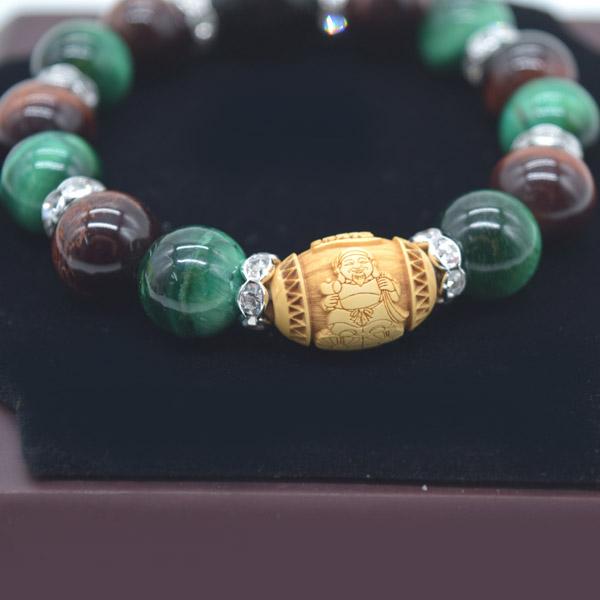 馬彫りオニキス 大黒天木製彫り物パーツ付き ブレスレット レッドタイガーアイ グリーンタイガーアイ 天然石アクセサリー 金運御守 |  | 05
