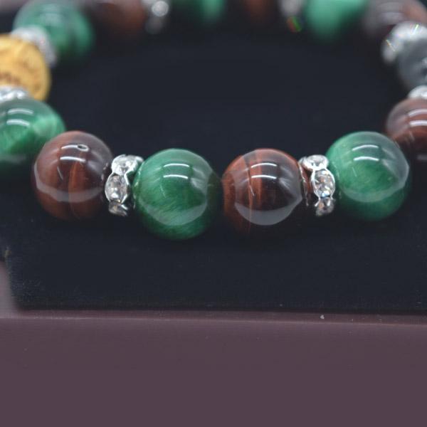 馬彫りオニキス 大黒天木製彫り物パーツ付き ブレスレット レッドタイガーアイ グリーンタイガーアイ 天然石アクセサリー 金運御守 |  | 06