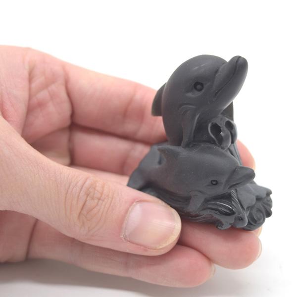 海豚 イルカの置物 オニキス 6cm 天然石製 波乗り : 横浜中華街龍